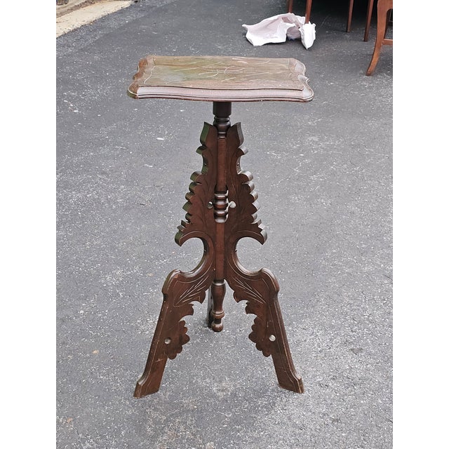 19th Century Eastlake Carved Walnut Stand Pedestal For Sale - Image 10 of 13