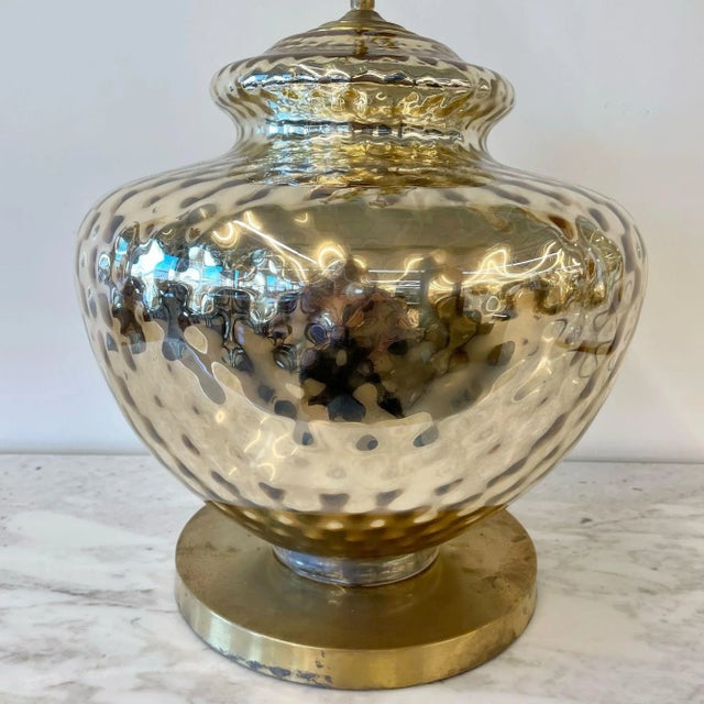 Single Large Mid-Century Modern Table Lamp, Mercury Glass, Brass, Jar, Urn Shape For Sale - Image 9 of 12