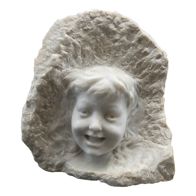 Sculpture of Child's Face, 1890s-1910s, Marble For Sale