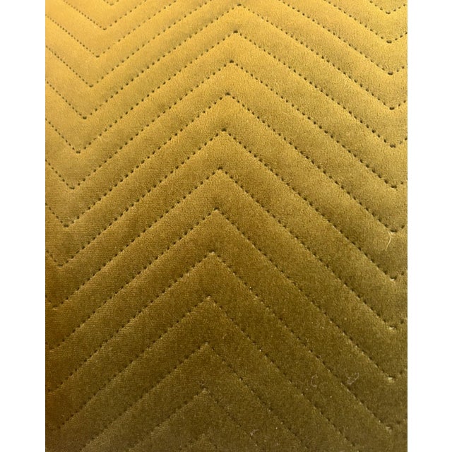 Olive Velvet Chevron Stitched Decorative Pillow For Sale In Palm Springs - Image 6 of 8