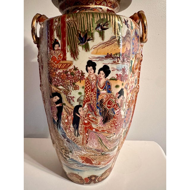 Antique Chinese Porcelain Rose Medallion Vase With Lid and Gilded Foo Dog For Sale - Image 9 of 12