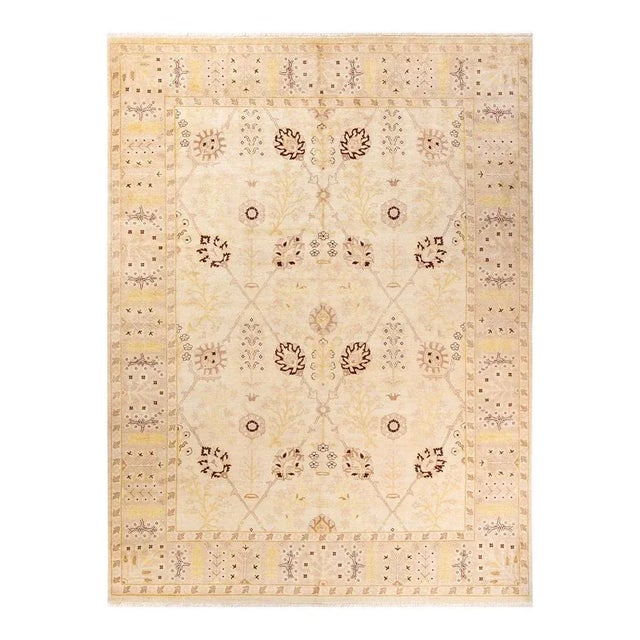 Ivory Eclectic, One-of-a-Kind Hand-Knotted Area Rug in Ivory, 9' 1" x 12' 2" For Sale - Image 8 of 8