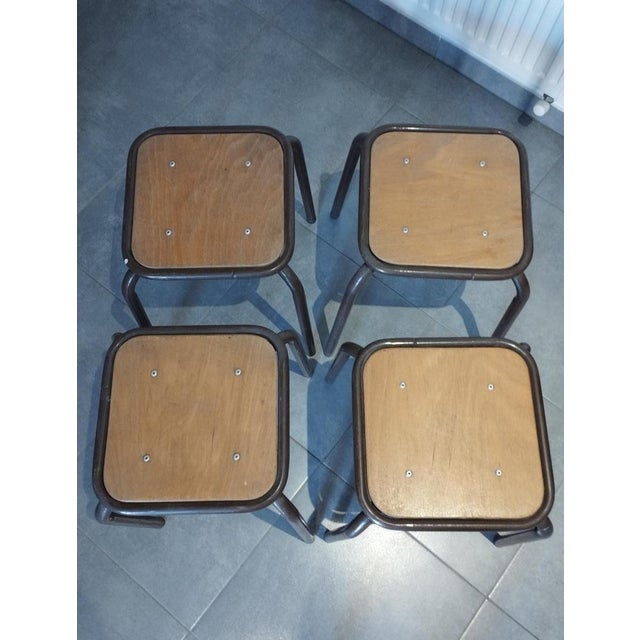 Vintage Industrial Stackable Bar Stools from Mullca, France, 1950s, Set of 4 For Sale - Image 4 of 16