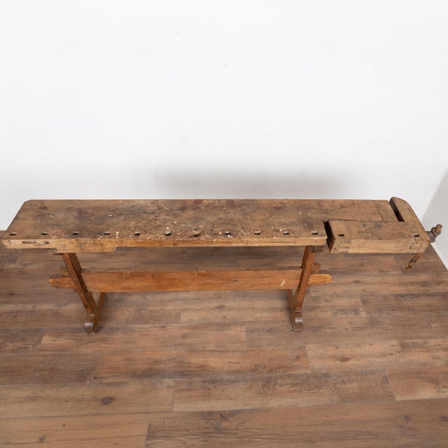 Rustic Rustic 20th Century Narrow Workbench Console Table For Sale - Image 3 of 16