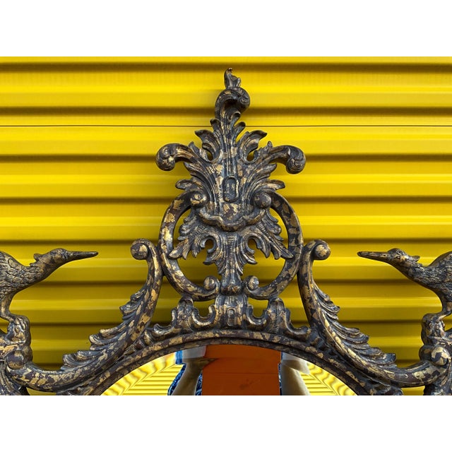 Chinese Monumental Chinese Chippendale Style Gilded Faux Tortoise Mirror by La Barge For Sale - Image 3 of 11