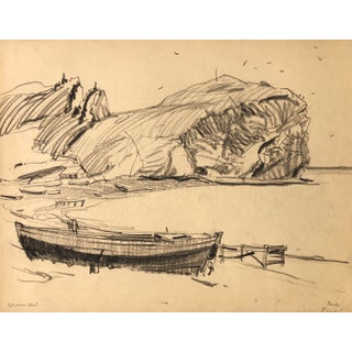 1930s Norman Kent Coastal Drawing of Perce Canada For Sale