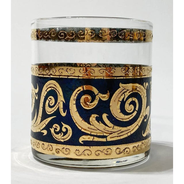 Culver Ltd. Vintage Culver LTD Black and Metallic Gold Lowball Glasses, Set of 5 For Sale - Image 4 of 9