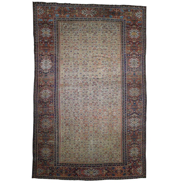 1890s Antique Persian Mahal Fish Design & Camel Field Rug For Sale - Image 13 of 13