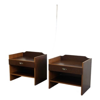 Pair of Mid 20th Century Danish Teak Nightstands by Denka – Vintage Scandinavian Bedside Tables For Sale