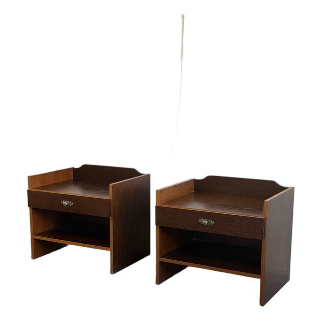 Pair of Mid 20th Century Danish Teak Nightstands by Denka – Vintage Scandinavian Bedside Tables For Sale