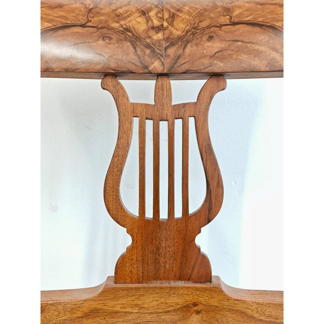 Biedermeier Lira Chair in Walnut Upholstered in Tropical Print Plush For Sale - Image 9 of 12