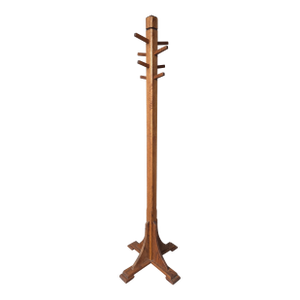 Antique Oak Standing Coat Rack Hall Tree