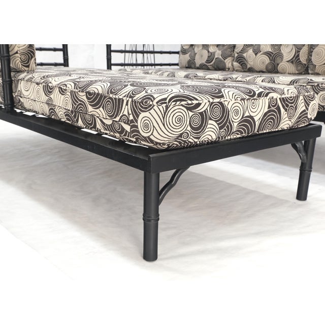 George Nelson Pair of Black Lacquer Faux Bamboo Sofas Daybed Mid Century Modern MINT! For Sale - Image 4 of 16