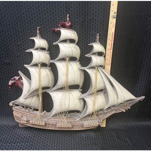Wood Mid-Century Burwood 3-D Sailing Ship Wall Art For Sale - Image 7 of 11
