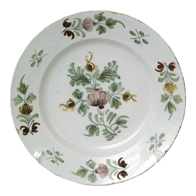 18thC.English Delft Fazackerley Plate Charger, 1740-1760 For Sale