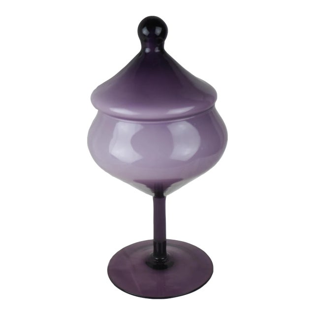 Late 20th Century Vintage Amethyst Empoli Candy Jar For Sale