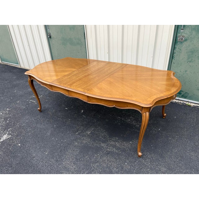 Wood French Country Fruitwood Extension Dining Table- Attr. To Century Furniture For Sale - Image 7 of 12