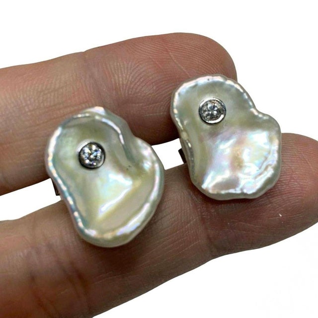Fine Quality Freshwater Pearl Diamond Cufflinks 14k Gold Designer Certified $2,490 010960 This is a Unique Custom Made...