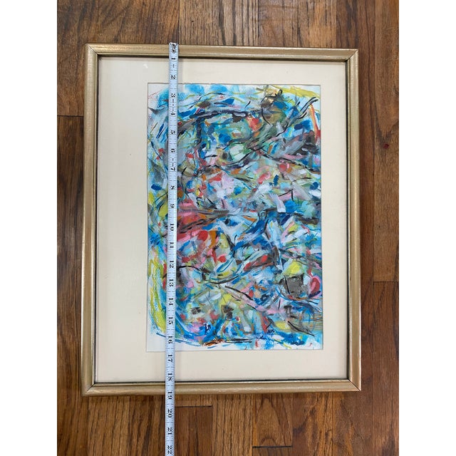 Paint Original Framed Abstract Expressionist Watercolor on Paper by Francisco Peña For Sale - Image 7 of 8
