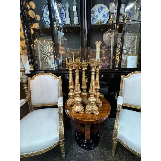Traditional 19th Century Italian Carved and Giltwood Altar Sticks For Sale - Image 3 of 6