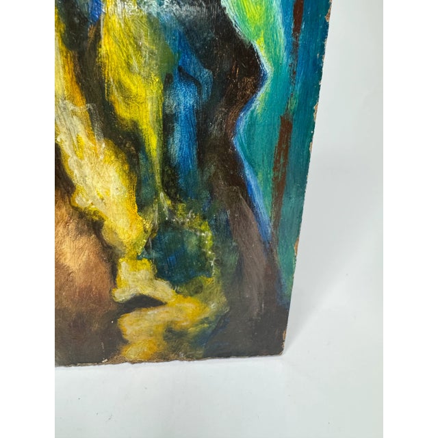 Abstract Fauvist Ancient Figurehead Original Oil Painting on Board For Sale In Houston - Image 6 of 12