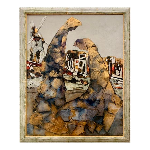 Andrea Stella "Tales of Millers" Gold Leaf Oil Mixed Media Painting, Figurative, Italian Contemporary Art, 2010 For Sale