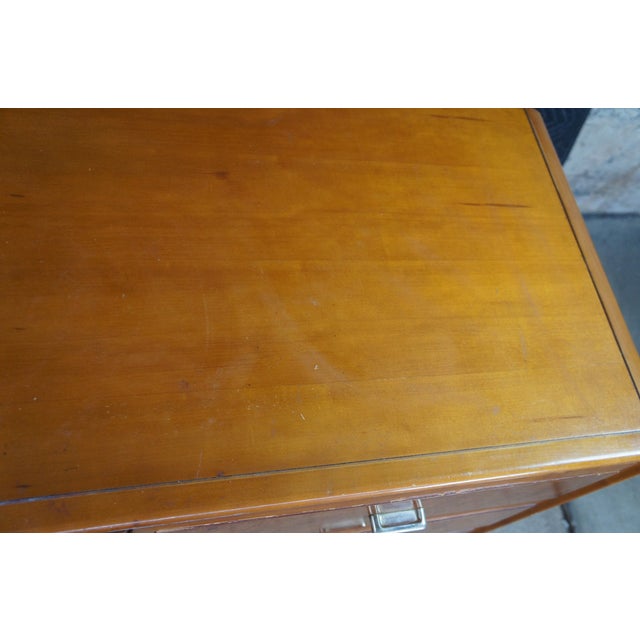 Brown 1960s American of Martinsville Art Deco Lowboy Burled Triple Dresser & Mirror MCM For Sale - Image 8 of 16