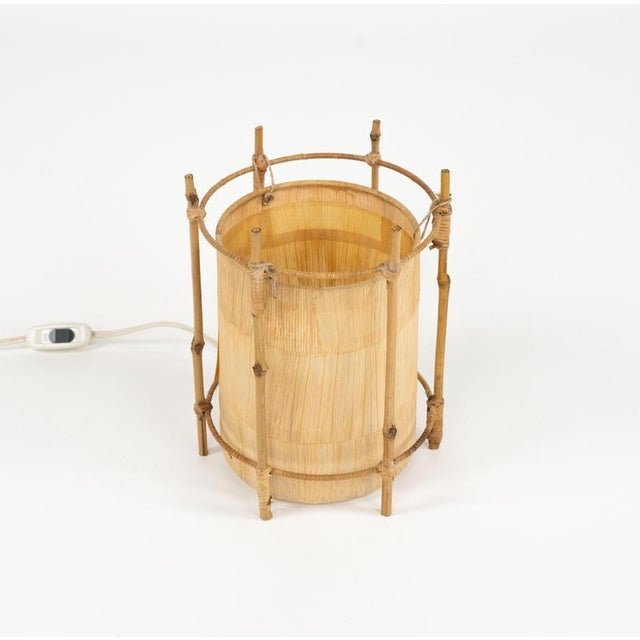 Mid-Century Modern Bamboo and Rattan Table Lamps, 1970s, Set of 2 For Sale - Image 8 of 17