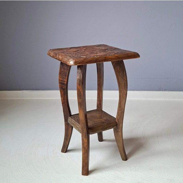 Brown Japanese Hand-Carved Side Table from Liberty & Co, 1900s For Sale - Image 8 of 8