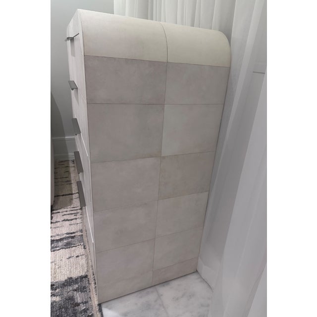 Transitional Restoration Hardware Lucien Parchment Tall Dresser For Sale - Image 3 of 7