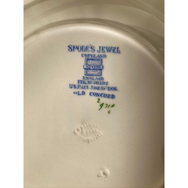 Blue Early 20th Century English White Lace Floral Blue Polka Dot Porcelain Plates by Spode- Set of 12 For Sale - Image 8 of 11