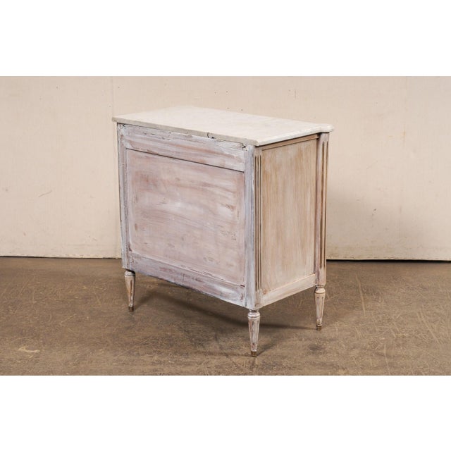 Antique White French Neoclassic Commode, White Marble Top For Sale - Image 8 of 11