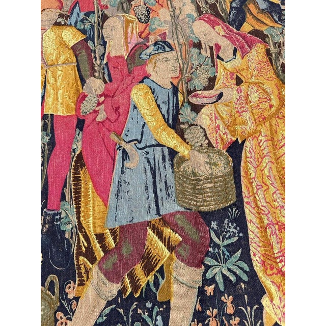 Vintage French Hand Printed Tapestry Vendanges Museum Design, 1970s For Sale - Image 14 of 18
