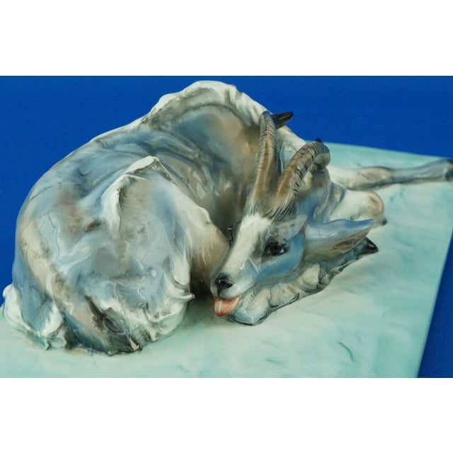 Stoneware Sculpture of a Reclining Ibex by Guido Cacciapuoti, Italy, 1920s For Sale - Image 10 of 18