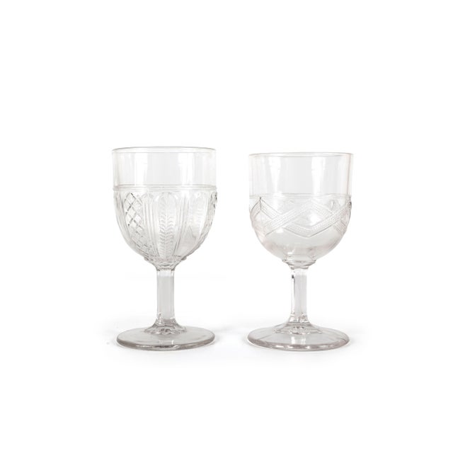 Set of 14 Mismatched Pressed Glass Goblets For Sale - Image 11 of 12