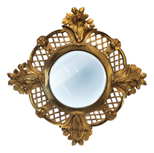 Witch Mirror Convex Mirror in Gilt Bronze Frame, 1950s