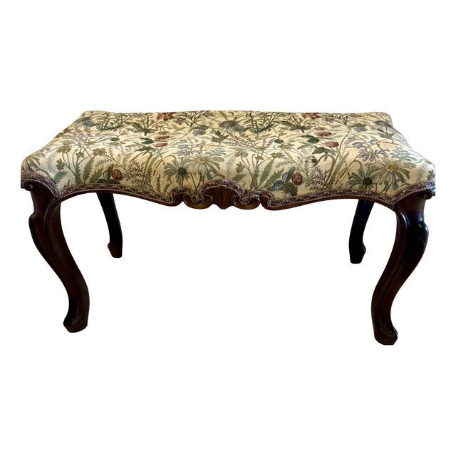Antique Victorian Carved Walnut Window Seat Stool, 1860s For Sale