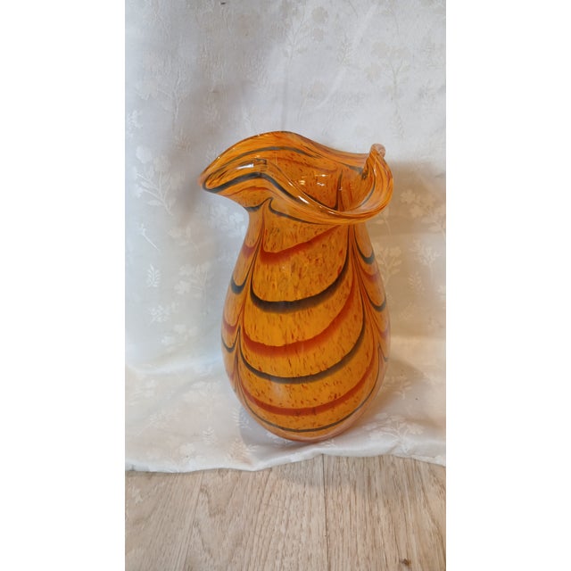 Mid 20th Century Murano Style Cased Art Glass Tiger Stripe Fenicio Vase - 10.5" Tall For Sale - Image 4 of 8