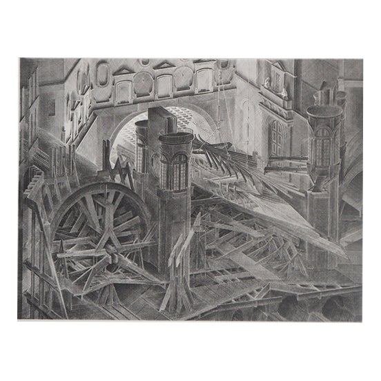 Jacques Muron, Fantastic Shipyard, Etching For Sale