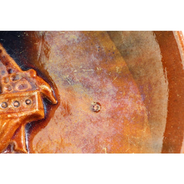 19th Century Rare Portuguese Palissy Ware Wall Plate Depicting a Caravel For Sale - Image 9 of 13