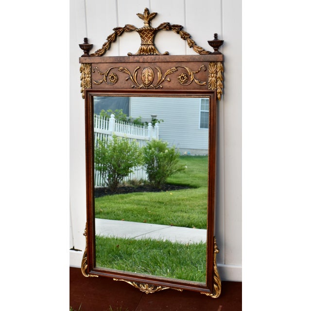 Antique Louis XVI Style Walnut Pier Wall Mirror Neoclassical Gilt Urn Crest For Sale In Philadelphia - Image 6 of 18