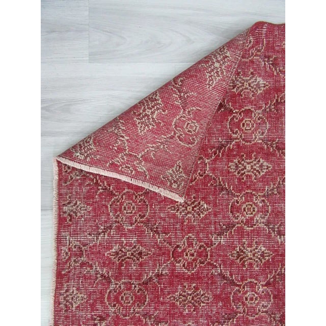 Mid 20th Century Vintage Floral Turkish Deco Rug - 7' x 10'2" For Sale - Image 5 of 6