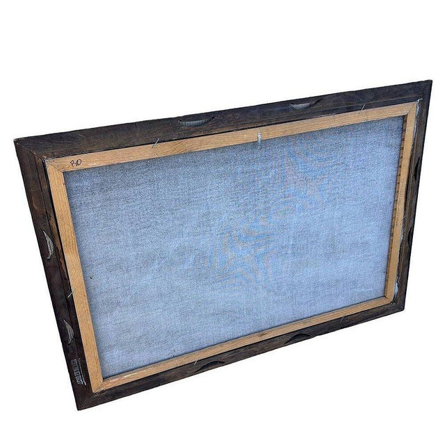 Black Mid-Century Native Archer & Eagle Oil Velvet in Carved Frame by Ernesto Sanchez For Sale - Image 8 of 8