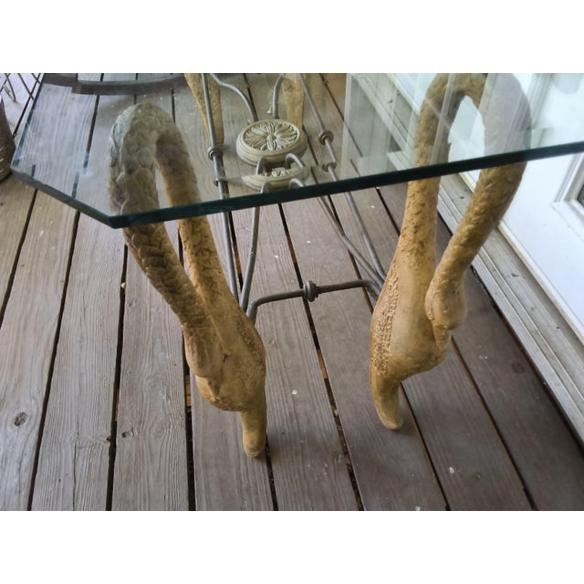Gold 1970s Hollywood Regency Mixed-Metal Swan Coffee Table With Glass Top For Sale - Image 8 of 14