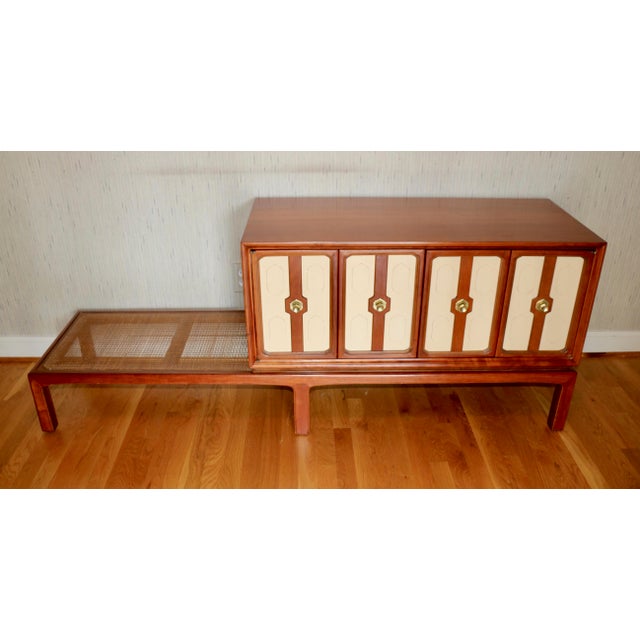 Mid Century Modern Console Cabinet And Cane Shelf Chairish