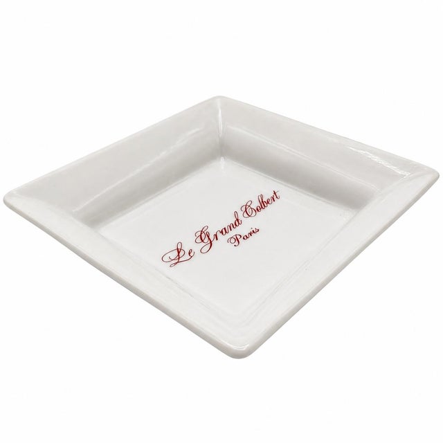 French Vintage Le Grand Colbert Paris Restaurant Ashtray Dish White Porcelain French For Sale - Image 3 of 8
