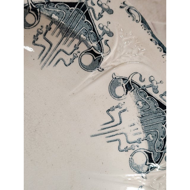 Antique Longwy Byzantine Hollow Plates in Blue Transferware, 1800s, Set of 9 For Sale - Image 5 of 15