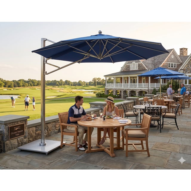 Premium Tuuci Oceanmaster Max 9ft Cantilever Umbrella W/ Led Lights For Sale - Image 4 of 6