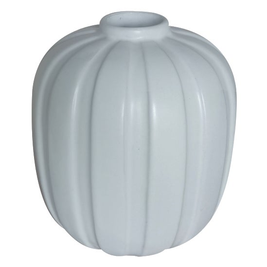 Modernist White Earthenware Vase by Vicke Lindstrand for Upsala Ekeby, Sweden, 1930s For Sale