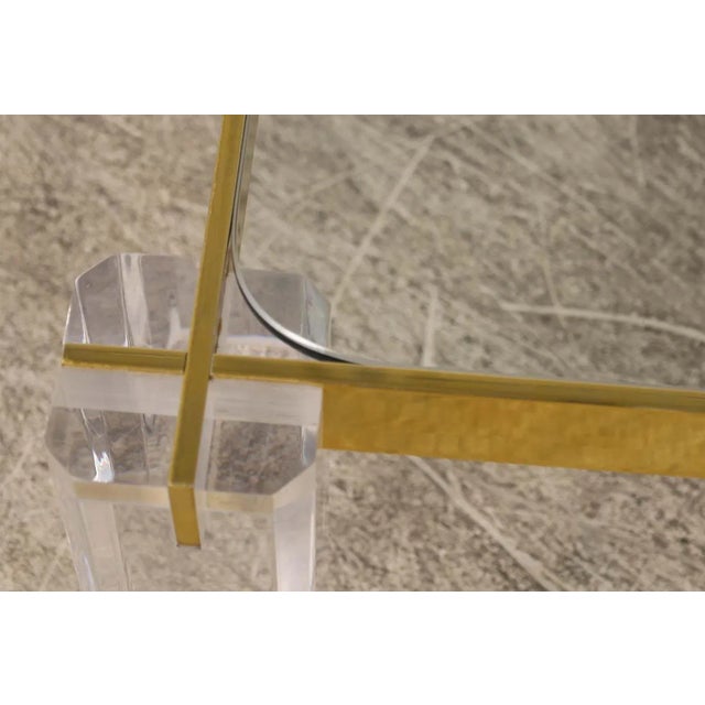 Vintage Mid-Century Lucite & Brass Coffee Table, C. 1970's For Sale - Image 4 of 4